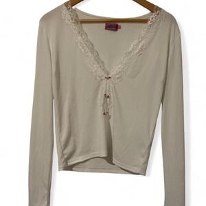 Edikted Madeline Lace trim Ribbed Top.